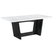 Juego de mesa de comedor rectangular con tapa de mármol Sherry marrón