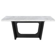 Juego de mesa de comedor rectangular con tapa de mármol Sherry marrón