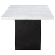 Juego de mesa de comedor rectangular con tapa de mármol Sherry marrón