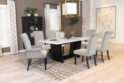 Juego de mesa de comedor rectangular con tapa de mármol Sherry marrón
