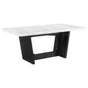 Juego de mesa de comedor rectangular con tapa de mármol Sherry marrón
