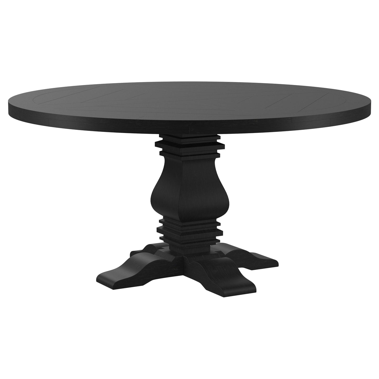 Mesa de comedor redonda Florence de 60 pulgadas con base de pedestal, color negro