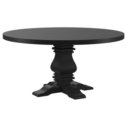 Mesa de comedor redonda Florence de 60 pulgadas con base de pedestal, color negro