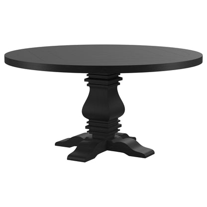 Mesa de comedor redonda Florence de 60 pulgadas con base de pedestal, color negro