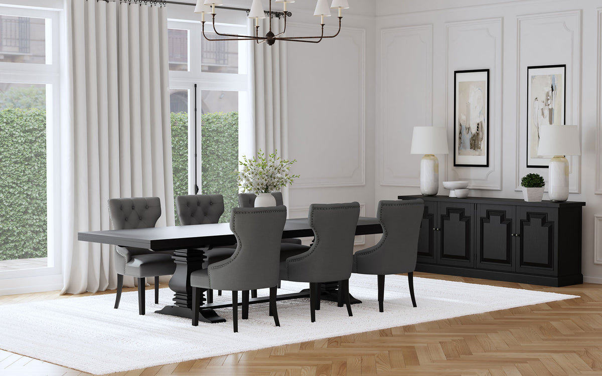 Juego de mesa de comedor extensible Florence de 126 pulgadas en color beige