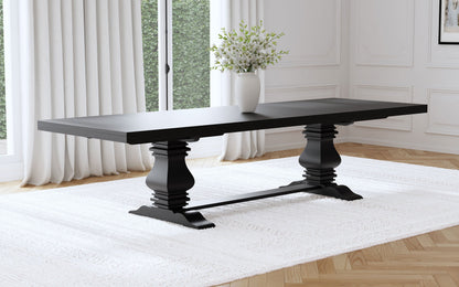 Mesa de comedor extensible Florence de 126 pulgadas, color negro envejecido