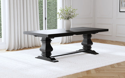 Mesa de comedor extensible Florence de 126 pulgadas, color negro envejecido