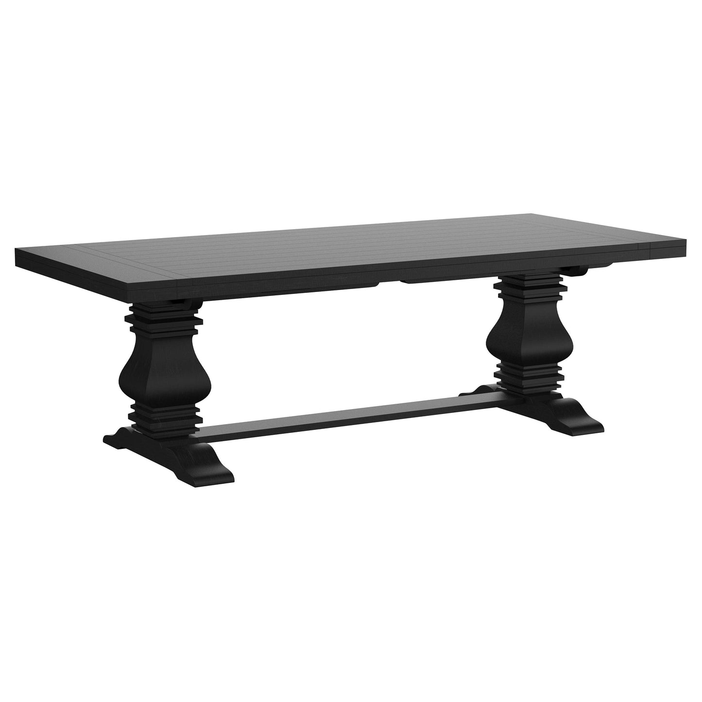 Mesa de comedor extensible Florence de 126 pulgadas, color negro envejecido