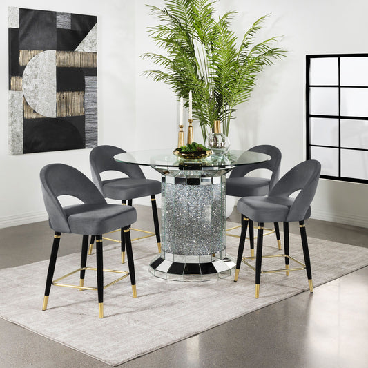Ellie Mirrored Counter Height Dining Table Set Black