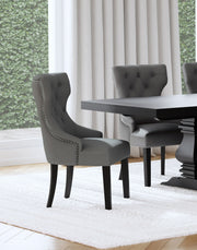 Silla de comedor Baney tapizada en tela beige y negra