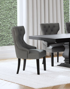 Silla de comedor Baney tapizada en tela beige y negra