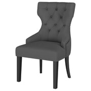 Silla de comedor Baney tapizada en tela beige y negra