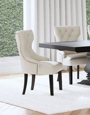 Silla de comedor Baney tapizada en tela beige y negra