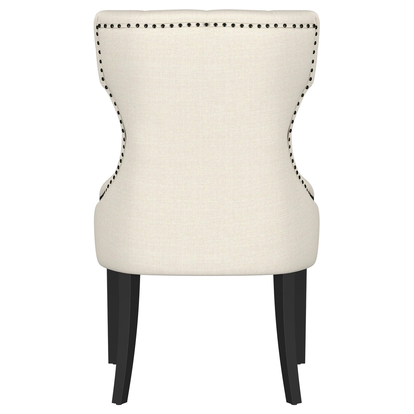Silla de comedor Baney tapizada en tela beige y negra