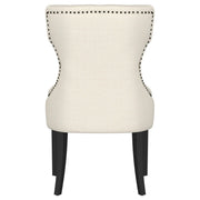 Silla de comedor Baney tapizada en tela beige y negra