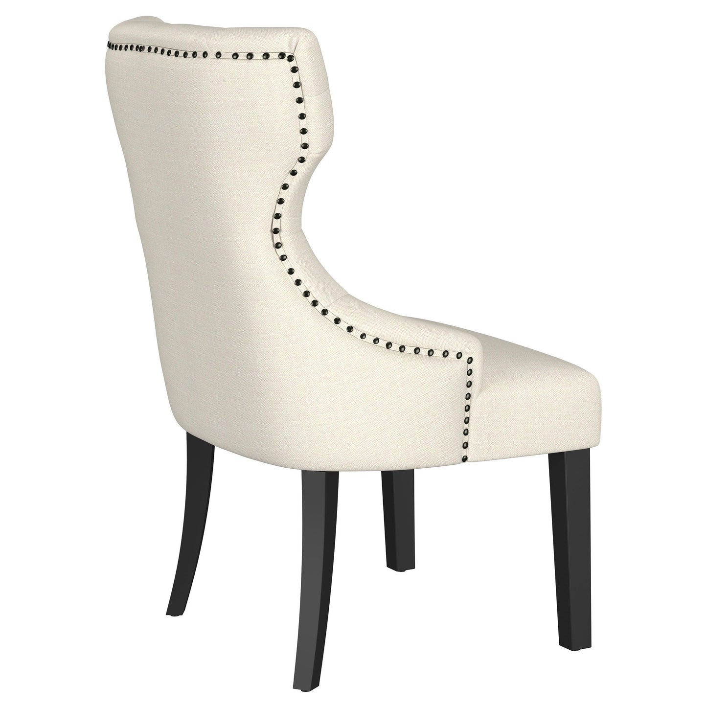 Silla de comedor Baney tapizada en tela beige y negra