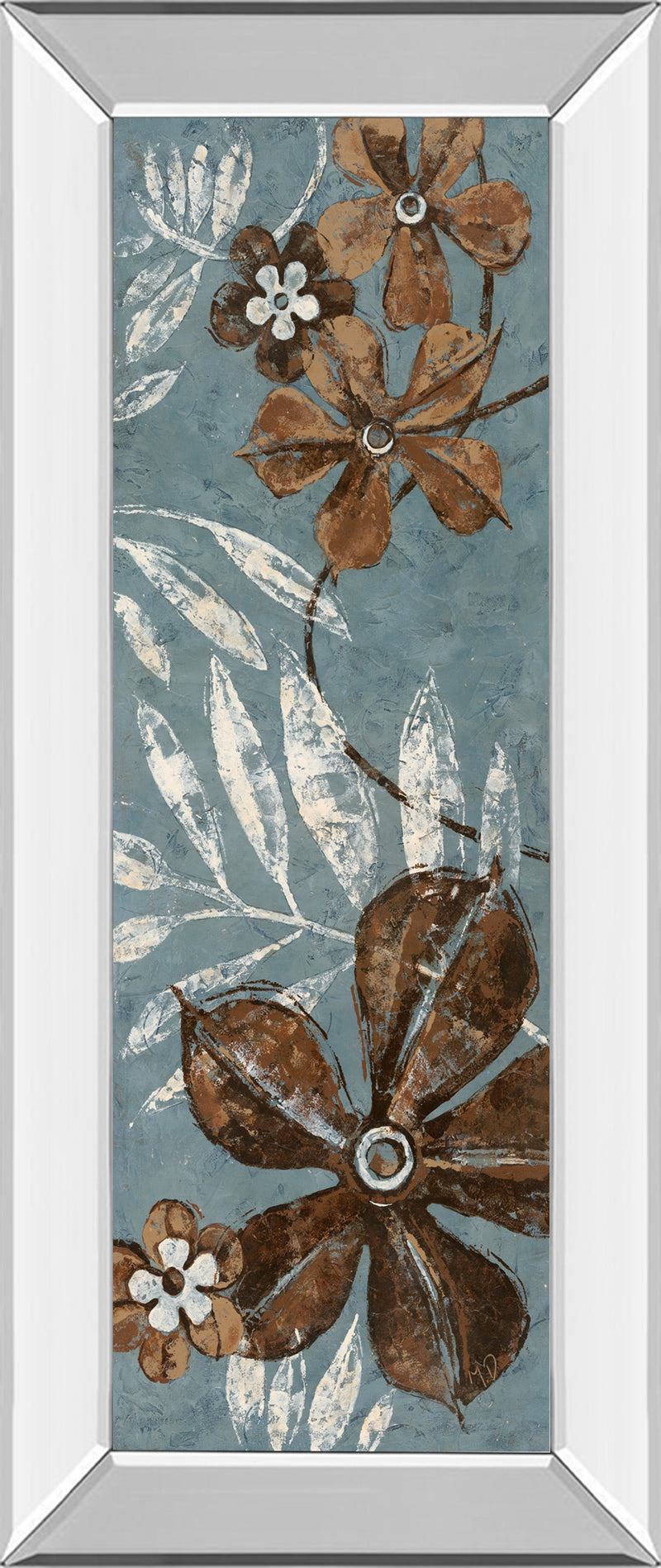 Mirrored Frame Denim Garden I By Maria Donovan