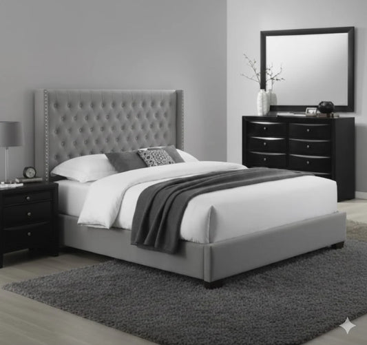 Sasha Diamond Upholstered 4PC Queen Bed Room Set