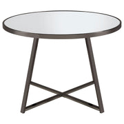 Mesa de comedor redonda Jillian de 45 pulgadas con superficie de espejo en níquel negro