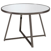 Mesa de comedor redonda Jillian de 45 pulgadas con superficie de espejo en níquel negro