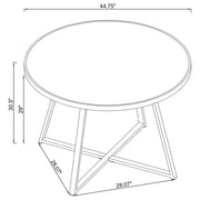 Mesa de comedor redonda Jillian de 45 pulgadas con superficie de espejo en níquel negro