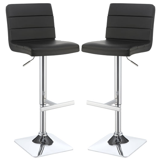 Bianca Upholstered Adjustable Bar Stool Black (Set of 2)