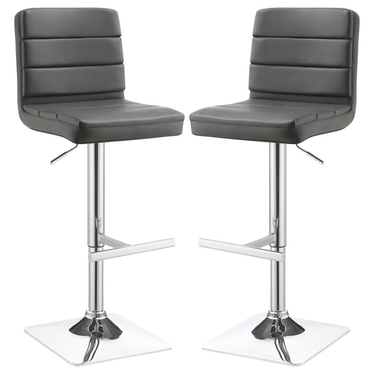 Bianca Upholstered Adjustable Bar Stool Black (Set of 2)