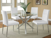 Mesa de comedor redonda Vance Asterisk de 41 pulgadas con tapa de vidrio cromada