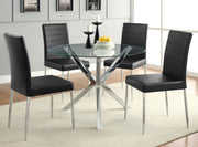 Mesa de comedor redonda Vance Asterisk de 41 pulgadas con tapa de vidrio cromada