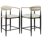 Silla de bar Tina tapizada en tela beige (juego de 2)