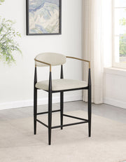 Silla de bar Tina tapizada en tela beige (juego de 2)