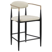 Silla de bar Tina tapizada en tela beige (juego de 2)