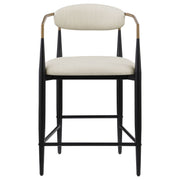 Silla de bar Tina tapizada en tela beige (juego de 2)