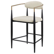 Silla de bar Tina tapizada en tela beige (juego de 2)