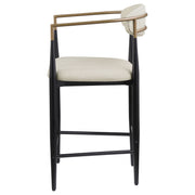 Silla de bar Tina tapizada en tela beige (juego de 2)