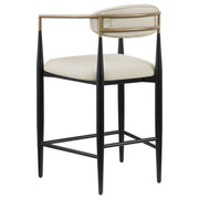 Silla de bar Tina tapizada en tela beige (juego de 2)
