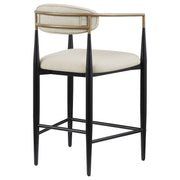 Silla de bar Tina tapizada en tela beige (juego de 2)