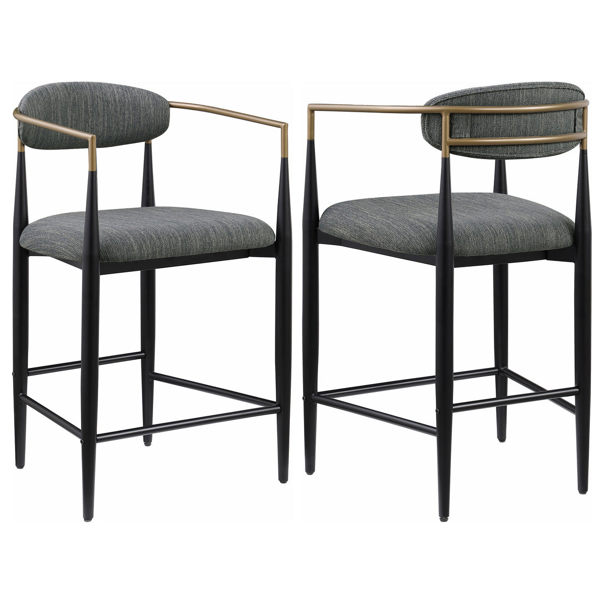 Silla de bar Tina tapizada en tela gris oscuro (juego de 2)