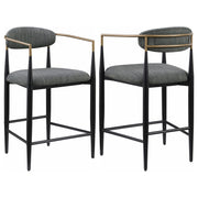 Silla de bar Tina tapizada en tela gris oscuro (juego de 2)