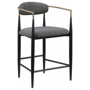 Silla de bar Tina tapizada en tela gris oscuro (juego de 2)