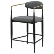 Silla de bar Tina tapizada en tela gris oscuro (juego de 2)