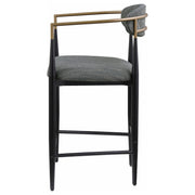 Silla de bar Tina tapizada en tela gris oscuro (juego de 2)