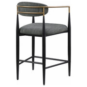 Silla de bar Tina tapizada en tela gris oscuro (juego de 2)