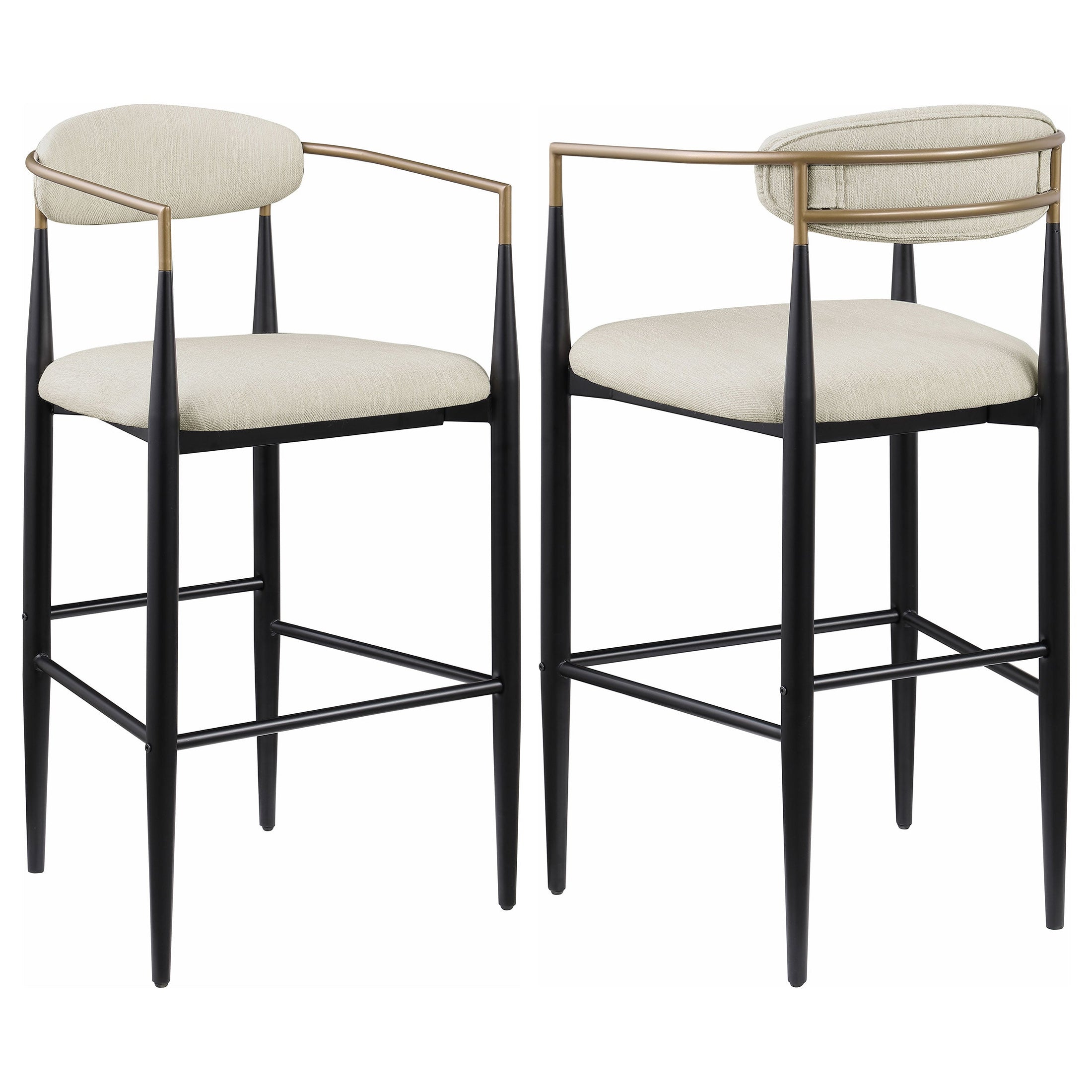 Silla de bar Tina tapizada en tela beige (juego de 2)