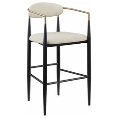 Silla de bar Tina tapizada en tela beige (juego de 2)