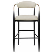 Silla de bar Tina tapizada en tela beige (juego de 2)