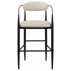 Silla de bar Tina tapizada en tela beige (juego de 2)