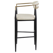 Silla de bar Tina tapizada en tela beige (juego de 2)