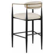 Silla de bar Tina tapizada en tela beige (juego de 2)