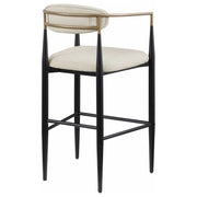 Silla de bar Tina tapizada en tela beige (juego de 2)